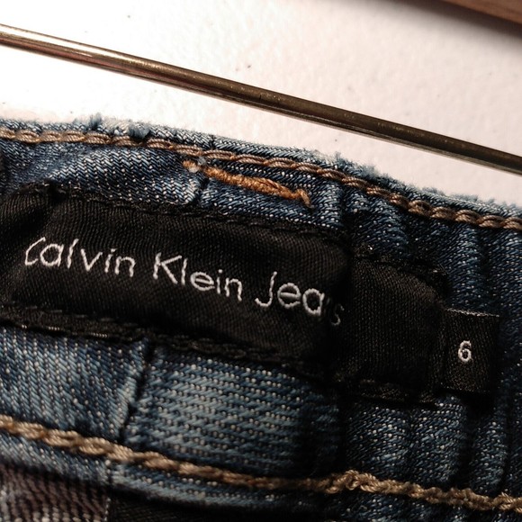 Calvin Klein Jeans Womens 6 Lean Bootcut Denim Flap Pockets Distressed Raw Hem - Picture 8 of 14